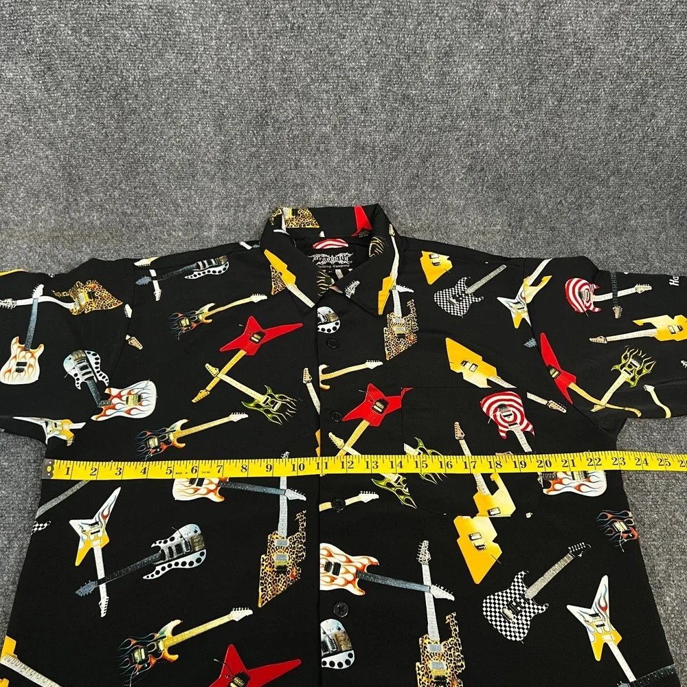 Mens VTG Dragonfly Clothing Co. Hard Rock St Thomas AOP Guitar Camp Shirt Size M - Picture 11 of 13